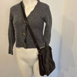 Fossil Dark Chocolate Brown Genuine Leather Crossbody Bag Old Money Quiet Luxury